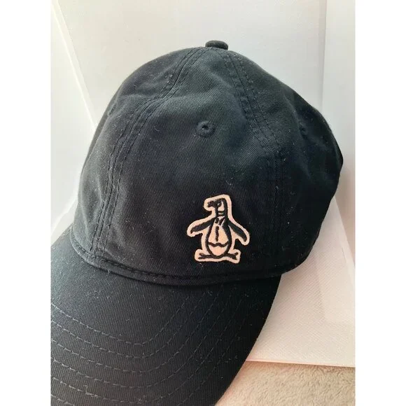 Penguin One size fits all  Baseball Hat Black Logo Cotton Adjustable Minimalist - Picture 2 of 9